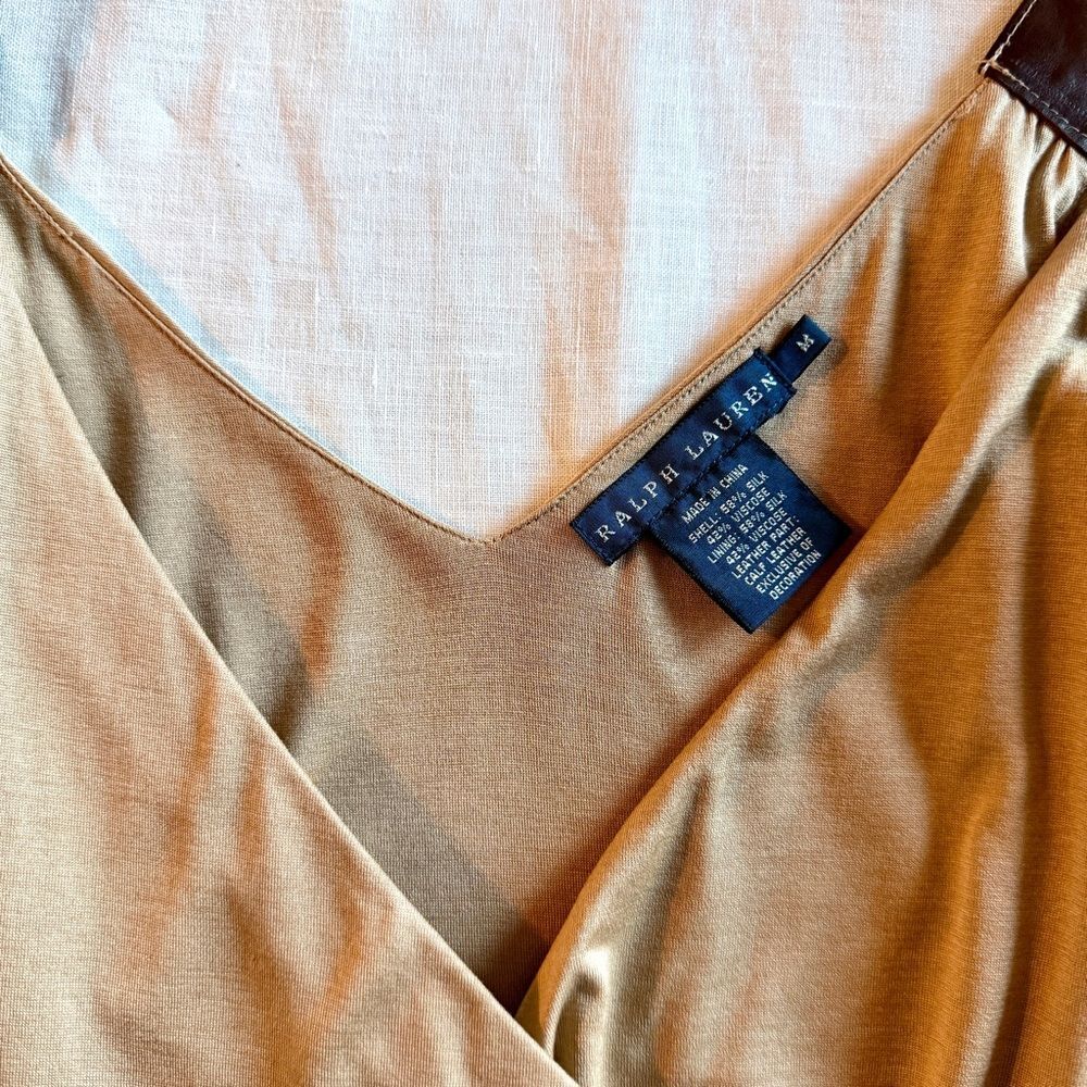 NWOT Ralph Lauren Blue Label Knit Wrap Tank with Leather Straps Dune | M - Picture 4 of 4